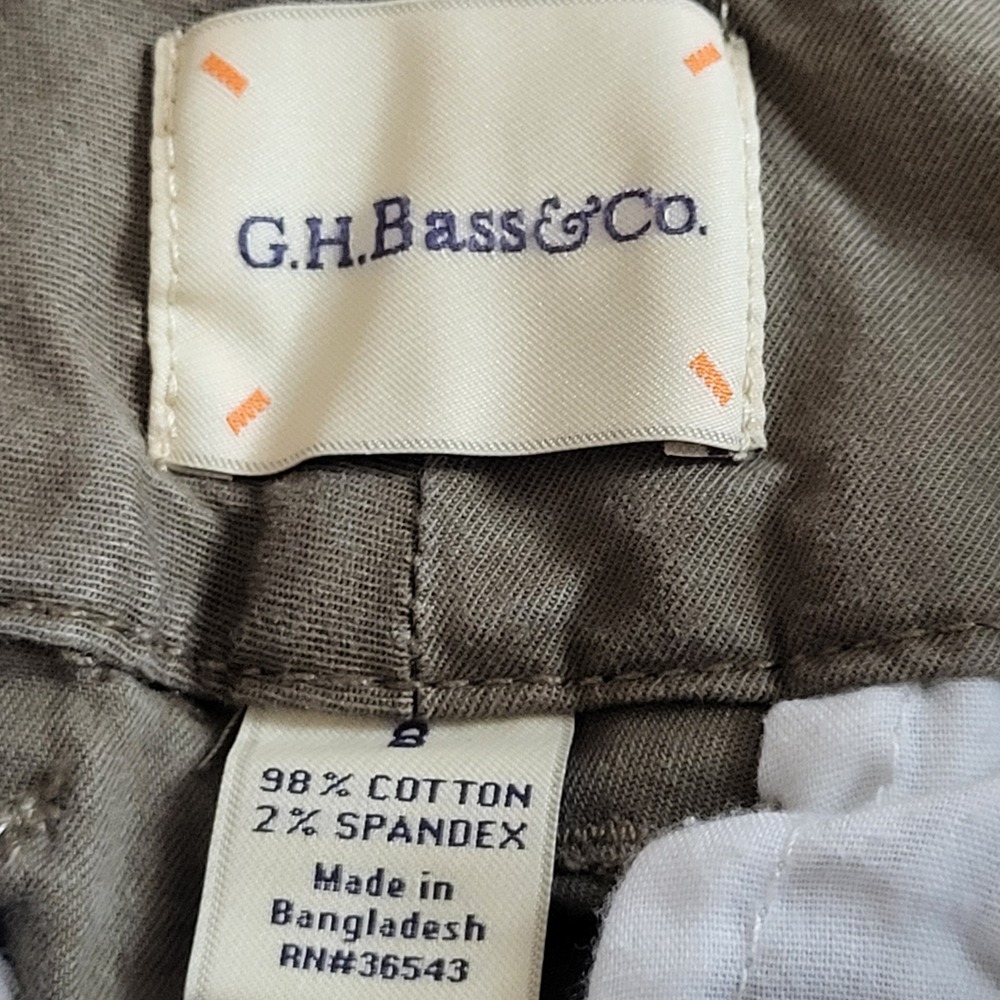 GH Bass & Co Womens Olive Green Chino Shorts Stretch Cotton Size 8 Earthy Casual - Picture 3 of 6